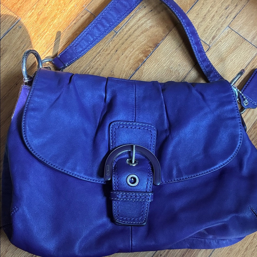 Elegant Purple Leather Shoulder Bag